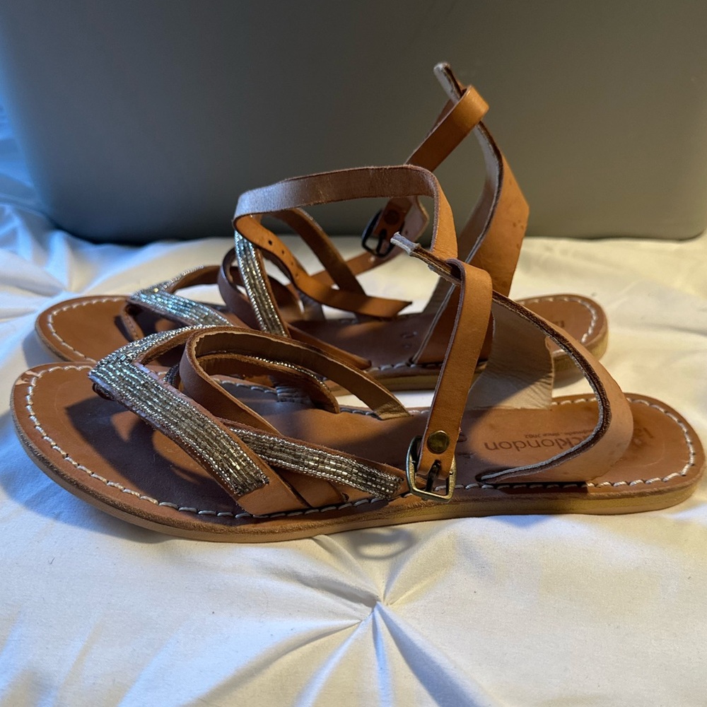 Trendy Sandals with Brown and Silver Straps